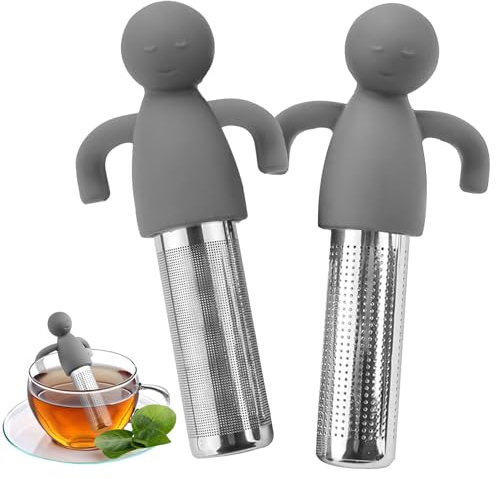 2 Stück Teesieb Teefilter, Hellgrau Teefilter Edelstahl, Teeei für Losen Tee, Teesieb Teefilter mit Griffen Tee Sieb Teeei für Losen Tee, Rosen, Tee Gadget für Teeliebhaber, Freunde und Familie