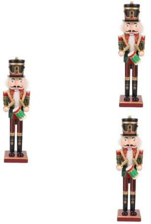 Cabilock 3 Piezas Calendario de Cascanueces Galletas saladas Rojo Luces de Tira llevadas decoración Escritorio muñecos navideños decoración de Cascanueces Adorno de Mesa de Navidad Madera