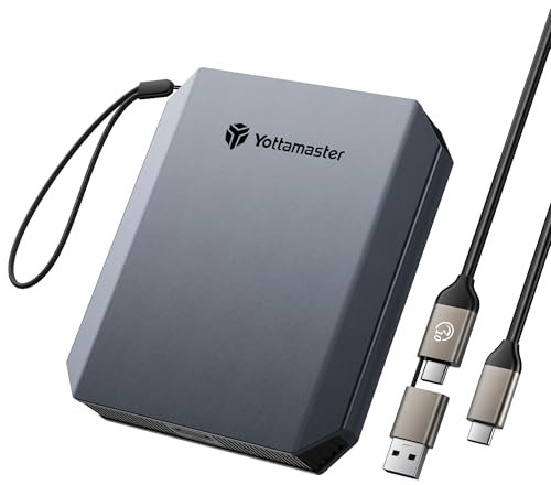 Yottamaster 1TB SSD Externo, hasta 460MB/s, 2 en 1 Cable USB-C/A con Correa SSD Portátil Compacto Compatible con iPhone 17 Pro MAX/Smartphone/Tableta/Portátiles