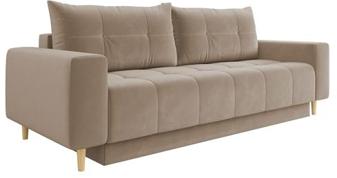 Mirjan24 Schlafsofa Sobreti mit Bettkasten, Couch mit Schlaffunktion, 3 Sitzer Sofa mit Bettfunktion, Bettsofa Polstersofa Couchgarnitur (Bluvel 28)