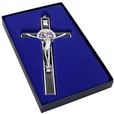 Gissroys Crucifijo católico de aleación para colgar en la pared para decoración religiosa y del hogar y religiosas