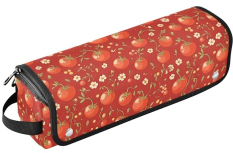 Cartoon Red Tomato Hair Tools Travel Bag with Heat Resistant Mat Carrying Case Flat Curling Iron Waterproof Organizer for Flat Irons, Straighteners, Curling Irons Travel Essentials for Women