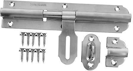 UKCOCO 1Ensemble Porte Acier Inoxydable avec Serrure Verrouillage Renforcé pour Portes Extérieures Intérieures pour Jardin Bâtiment à Humidité