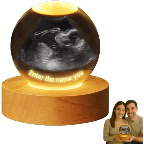 Bola de cristal 3D personalizada con ultrasonido B, bola de cristal personalizada, luz nocturna LED, regalo ideal para futuros padres, bodas, parejas, padres, fotos de mascotas, regalos de recuerdo (6