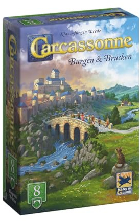 Hans im Glück Carcassonne – Burgen und Brücken (Auflage 2025), 8. Erweiterung, Familienspiel, 2-6 Spieler, 7+ Jahre, 45 Minuten, Deutsch