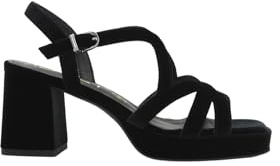 Azarey Sandalias Negras de Terciopelo con Tacón ancho y plataforma - (Talla 40)