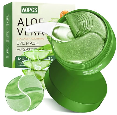 60 Pezzi Patch Occhi con Aloe Vera e Collagene, Maschera Idratante per il Contorno Occhi, Aiuta a Ridurre l’Aspetto di Occhiaie e Borse, Effetto Rimuovi Borse e Puffiness