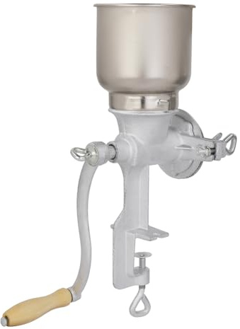 Mixing machines Manual Grain Mill Table Clamp Mill Maker Adjustable Flour Grinder High Hopper Aluminum Alloy Hand Crank Grain Mill Grinder for Grinding Nut Spice Wheat Coffee,Silver