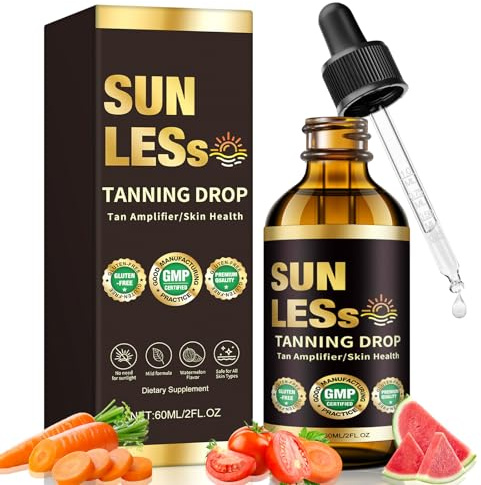 Sunless Tanning Drops to Drink 60ml Natural Oral Tanning Drops Bronzing Drops for Face & Body for Natural Glow & Long-Lasting Tans Without Sun Enhancing Natural Skin Tone Suitable for All Skin Types
