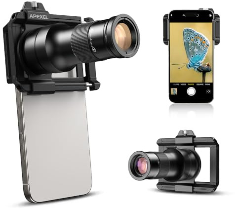 APEXEL 6X HD Fixed-Focus Telephoto Lens with Upgrade Universal Clip, 150mm Macro Lens, Mobile Phone Lens Kit, Compatible with Most Mobile Phones