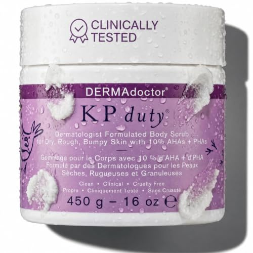 DERMAdoctor KP Bump Eraser Body Scrub with 10% AHAs + PHAs for Keratosis Pilaris, Dry, Rough, and Bumpy Skin, Dermatologist Formulated Exfoliating Body Scrub with Glycolic and Lactic acids - 16 Fl oz