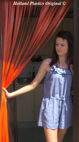 Strip Blinds For Doors, Bugs and Resistant Orange 90 cm Width