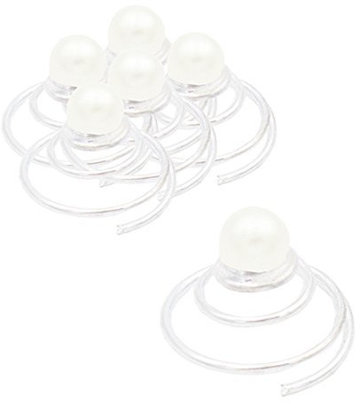 Brautschmuck Haarspirale Hair Swirl Curlie Perle klein, 6er Pack