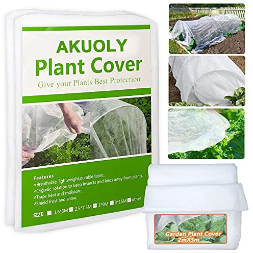 Akuoly Wintervlies für Pflanzen, Gartenvlies Pflanzenschutz, Winterschutzvlies Frostschutz, Atmungsaktiv, 2mx5m, 30 g/m² weiß