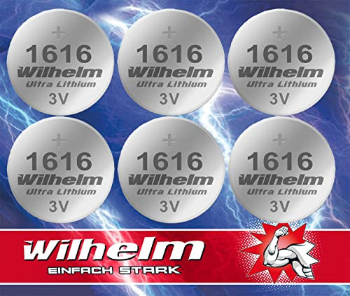 6 x CR1616 CR 1616 WILHELM Lithium Knopfzelle 3V 55mAh ø16 x 1,6 mm Batterie DL1616