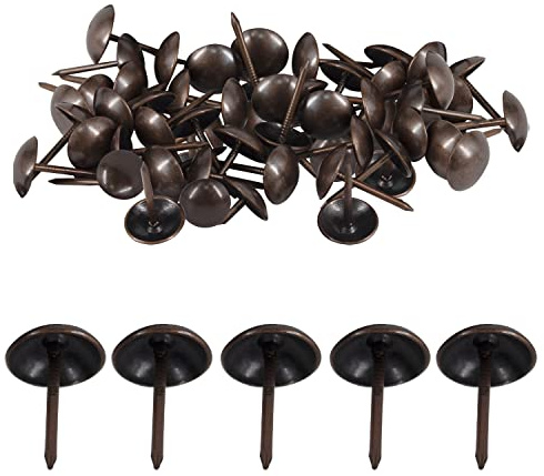 WedDecor Upholstery Tacks Nails Round Head Stud Decorative Thumbtacks Nail Pins For Furniture, Wood Sofa, Chair, Carpet, DIY Projects, 15mm x 9mm, Bronze, 50pcs