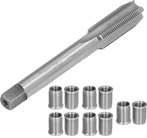 Zündkerzengewinde-Reparatursatz, 10 M10 X 1,0-Gewindeeinsätze und 1 M12 X 1,0-Gewindebohrer, Zündkerzen-Gewindebohrer-Werkzeuge für die Reparatur von Zündkerzen