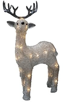 Konstsmide LED jul utomhusfigur renar/utomhus julbelysning (IP44) eller inomhusbruk/batteridrift: 4xAA 1,5 V (exkl.) / 6 h timer/24 varmvita LED-lampor/transparent kabel