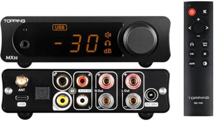 AOSHIDA Topping MX3s Hi-Res Audio DAC Amp, USB/Optical/Coaxial/Bluetooth to RCA AKM DAC with 3.5mm Headphone Output, Speaker Subwoofer 2.1 Class D Amplifier with Remote Control (Black)