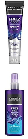 John Frieda Frizz Ease Dream Curls Daily Styling Spray 200ml & Dream Curls Defining Crème 150ml: for Curly and Wavy Hair
