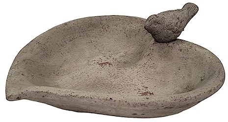 BUSDUGA 4328 Vogelfutterschale Steinoptik in Herzform 24x24cm, Vogeltränke Vogelbad Ton