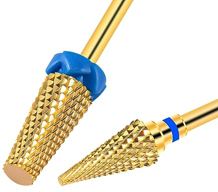 CGBE 2Pcs Embout Ponceuse Ongles, 3/32 Pouces Forets à Ongles en Tungstène pour Manucure Pédicure, Grain Moyen, Baril Conique + Pointe Forme, Forets à Ongles Enlever Gel Acrylique Cuticule