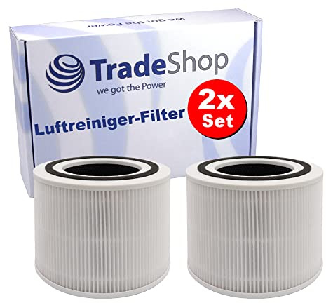 2x Trade-Shop Filter Rundfilter Set (Vorfilter + HEPA + Aktivkohle) kompatibel mit Levoit Core 300 300S P350 ersetzt Core 300RF / Luftreiniger