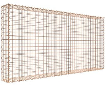 Gavión oxidado de 200 x 100 x 20 cm (largo x alto x profundidad), malla de 5 cm x 5 cm, espiral