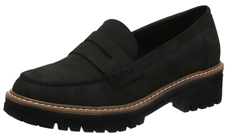 Bandkos Womens Platform Penny Loafer Slip On-Suede Chunky Dress Loafers Casual Business Oxford for Work Black