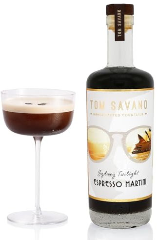Tom Savano Artisan Cocktails, Sydney Twilight Espresso Martini, Coffee Liqueur, Vanilla, Dark Chocolate, & Icelandic Vodka, Premium Handcrafted Cocktail, 15% ABV, 7 Servings, 700ml Bottle