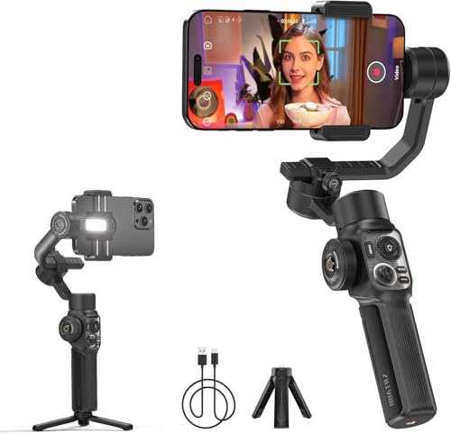 ZHIYUN Smooth-5S AI [Officiel] Stabilisateur Smartphone, Handy Gimbal à 3 Axes, avec Trépied, pour Vlog, Youtube et TikTok