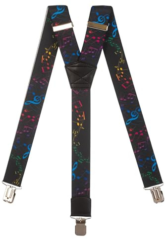 Olata Bretelle da Uomo, Extra Forte 3 Clip Y-Forma, 4cm. Note Musicali