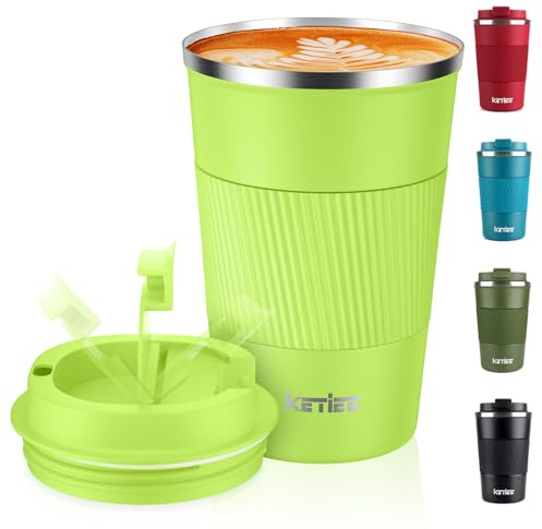 KETIEE Coffee Mug to Go, 380 ml Thermal Mug, Coffee-to-Go, Double-Walled Travel Mug, Vacuum Insulated Mug with Leak-Proof Lid for Coffee and Tea, Grass Green