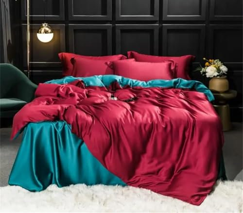 Haitpant Luxurious 100% Silk Bedding Set Mulberry Silk Quilt Cover Set Bed Sheet Pillowcase Queen King Bed Linen Set