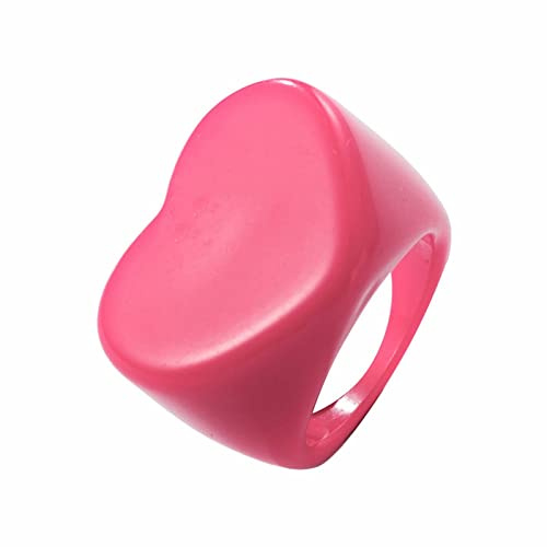 HAODUOO Promise Rings for Her 2023_ Cute Candy Color Métal Cuisson Laque Irrégulier Créatif Creux Ouvert Anneau(Blue)