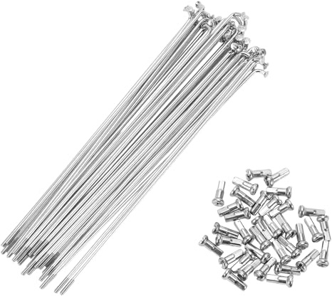 A ABSOPRO Raggi per Bicicletta 14G 36 Pezzi 150mm Acciaio al Carbonio | 150mm, Per Mountain Bike, Diametro Testa Gomito 4mm, Filettatura M2x0.45, Diametro Albero 2mm