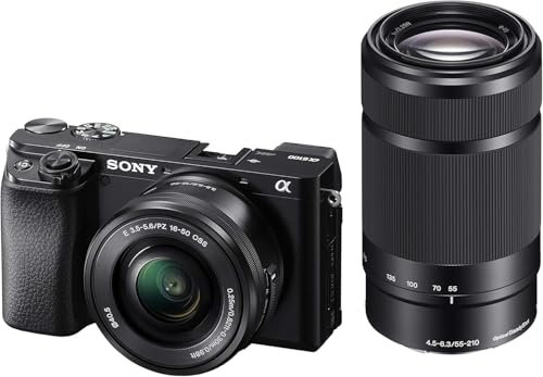 Sony Alpha 6100 | Appareil Photo Numérique Hybride APS-C en kit Objectifs Zoom E 16-50mm f/3.5-5.6 PZ OSS et E 55-210mm f/4.5-6.3 OSS (AF en 0.02s, Suivi des Yeux, Vidéo 4K, Ecran Selfie Vlogging)
