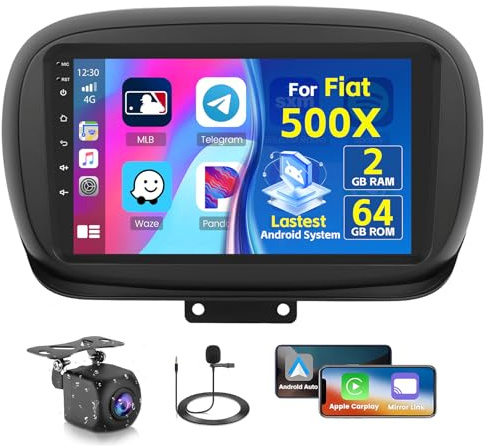 Inefala 2+64G 9'' Android 15 Radio per FIAT 500X 2014-2020