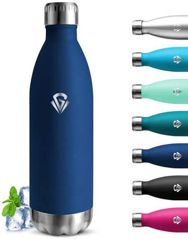 Grsta Trinkflasche Edelstahl 1l, BPA-Frei, Auslaufsicher, 24h Kalt & 12h Warm, Trinkflasche Sport, Doppelwandige Vakuumisolierte, für Camping, Fitnessstudio, Wandern, Reisen