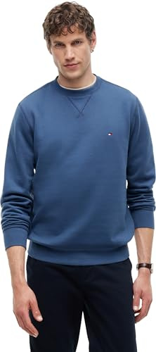 Tommy Hilfiger Sweat Homme Seasonal Fleece avec Col Ras-du-Cou, Bleu (Aegean Sea), XL
