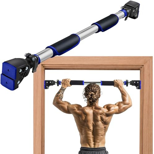Pull Up Bar Doorway Chin Up Bar, No Screws Door Frame Width Locking with Adjustable Length 72-97cm Non-slip Body Fitness Training Equipment for Home Gym Upper Body Workout Push Up Sit Up Bar