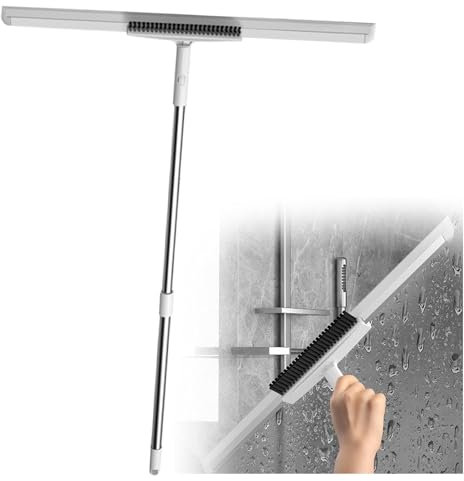 RYJYQYX Escoba De Silicona para Limpiar Suelos, Multifunción con Mango Largo de 125cm Escobilla De Goma para Suelos De Hormigón, Escoba De Goma para Suelos para Suelos Lisos,Alfombras,Ventanas