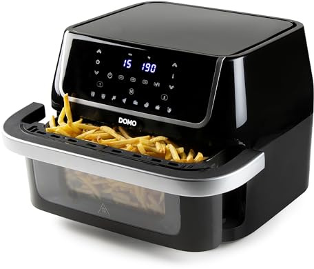 DOMO DO544FR Family Edition Airfryer - 10L avec Séparateur – Friteuse à Air Chaud Family Edition – Friteuse non Huile - 1800W – Double Zone Flexible – Fenêtre de Cuisson – Sans PFAS – 1800 W – Noir