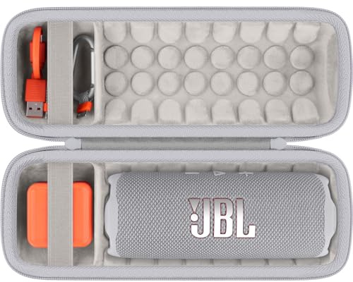 Khanka para JBL Flip 7 / Flip 6 Funda rígida de Viaje Impermeable para Altavoz Bluetooth portátil, Solo Funda (Blanco)