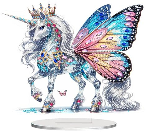 Gemdoit Diamond Painting Tischdeko Beidseitig Bedruckt Diamond-Painting Kinder Tiere Pferde mit Rahmen Diamant Painting Bilder Pferd Bastelset Kinder Erwachsene