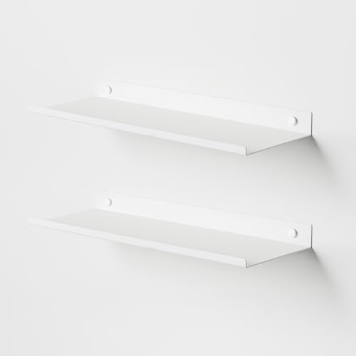 Steelnovo | Ortis, Coppia di Mensole da Bagno in Metallo Verniciato, 2 Mensole da Parete Portaoggetti, 40x3x14 cm, Colore Bianco, Design Moderno e Minimal, Porta Accessori, Made in Italy
