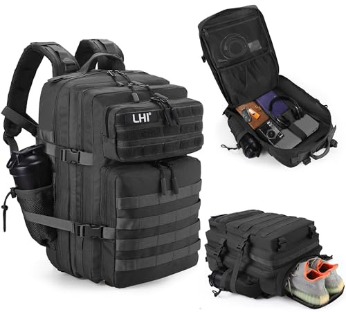 Mochila táctica militar LHI de 45 L para hombre y mujer, mochila impermeable grande para la escuela, senderismo, senderismo, caza, M