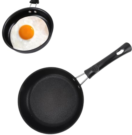 JFangZHZH Piccola Padella Antiaderente,12 cm Padella in Acciaio Inox Padella,per Crepes,Uova,Uova,per Campeggio Funziona su fornelli e Piani Cottura a induzione