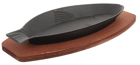 STOBAZA Sartén de Hierro Forma de Pescado Resistente al Desgaste Bandeja para Servir y Asar Sartén Reutilizable para Cocinar Casa y Restaurantes Profunda con Revestimiento Antiadherente y