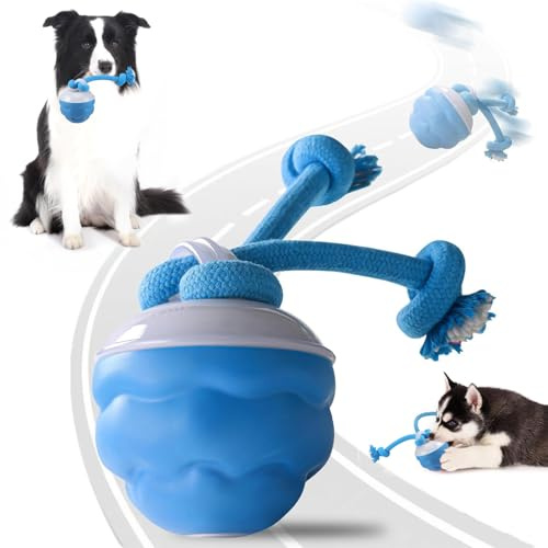 Palla interattiva per cani per noia – 3 modalità Smart Rolling Dog Toys, palla automatica per cani con salto e gioco automatico, giocattolo ricaricabile per tutti i cani (blu)